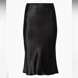 Black Aritzia silk midi skirt